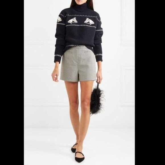 AlexaChung Blue Horse Intarsia 100% Wool Turtleneck Sweater Medium - Picture 4 of 8